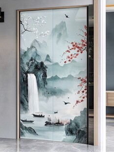 中式山水艺术移门装饰画