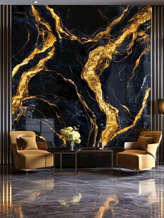 黑金大理石奢华客厅背景墙