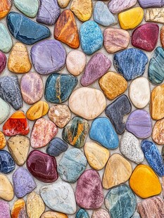 五彩斑斓的鹅卵石墙面