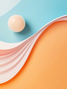 彩纸与圆球的简约静物图