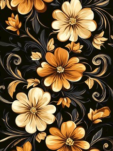 黑金花卉图案 优雅华丽风