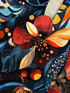 绚丽花卉图案艺术插画