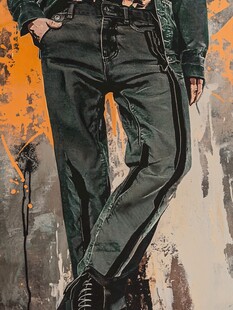 时尚牛仔装扮的个性人物