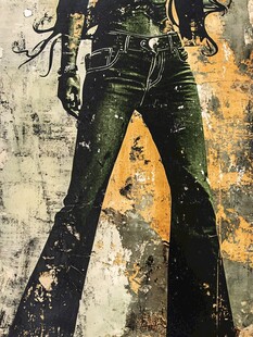 复古风牛仔人物墙面涂鸦