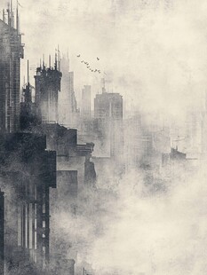 雾中科幻都市景象