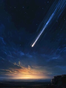 夜空中的绚烂流星景象