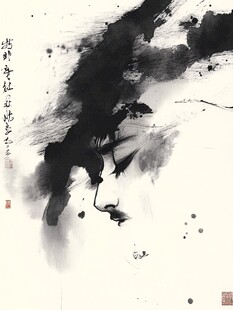 水墨写意人物抽象画作