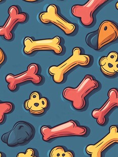 卡通宠物骨头爪印图案