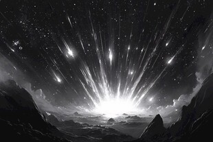 黑白流星划破夜空美景