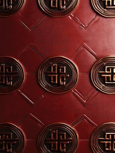 中式红底福寿纹装饰图案