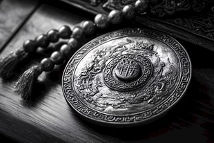 古雅银饰盘与佛珠配饰