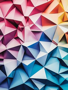 多彩几何折纸风格立体图案