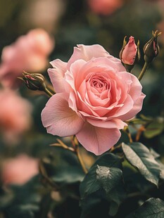 粉色玫瑰绽放的美丽瞬间