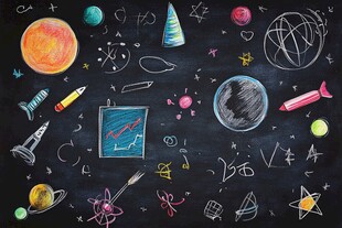 黑板上的多彩科学元素