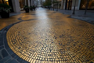 金色马赛克铺就的街道景观