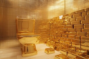 奢华金制卫生间内景