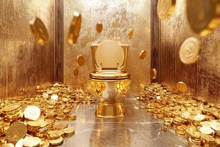 黄金马桶被金币环绕