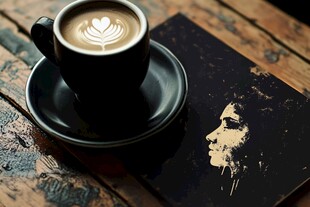 咖啡与艺术画的惬意时光