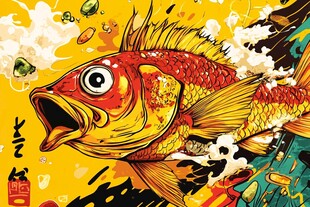 跃龙门的吉祥锦鲤插画