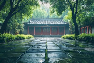 古建幽径 雨后静谧之景