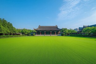 中式庭院绿坪古建筑景观