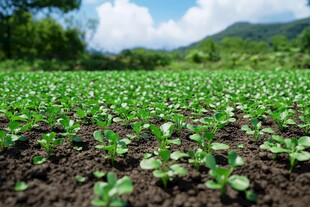 田野里茁壮成长的嫩绿幼苗