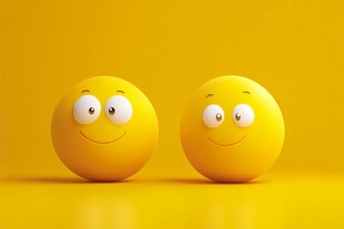 两个黄色笑脸表情圆球