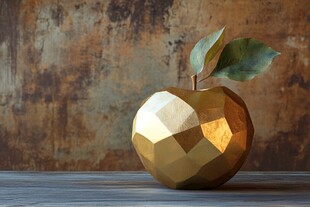 金色多边形苹果艺术摆件
