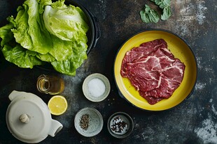 牛肉食材与多样烹饪配料