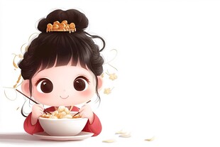 古风萌娃开心吃美食