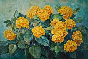 黄色花卉油画作品欣赏