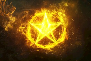 火焰环绕的闪耀五角星