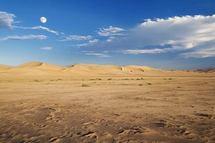 沙漠明月景 广袤天地间