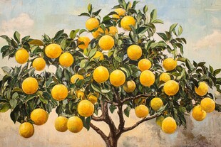 硕果累累的金黄柑橘树