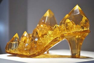 璀璨黄水晶高跟鞋艺术品