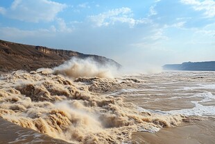 黄河奔腾汹涌壮丽景观