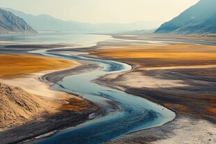 蜿蜒河流穿行广袤荒原