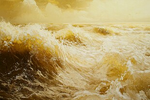 金色海浪翻涌的壮阔海洋