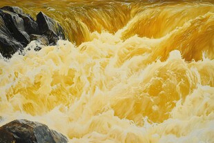 黄河奔腾急流撞击岩石