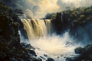 壮观瀑布下的自然奇景