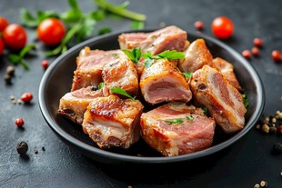 香煎美味排骨摆盘精致