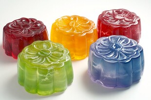 多彩水晶月饼造型精美