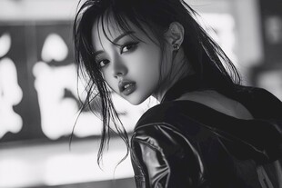 酷飒黑衣女子个性侧颜