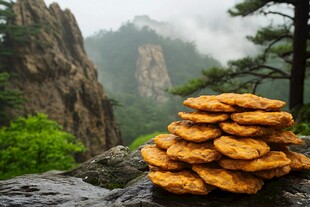 山间美味饼干与壮丽风景