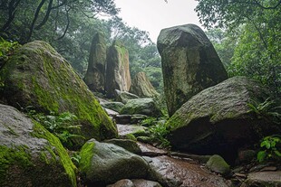 山林间的巨石与幽径