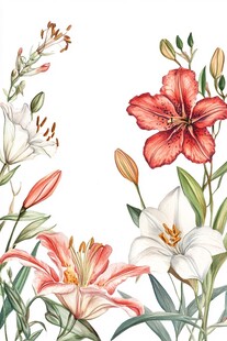 水彩百合花卉清新插画