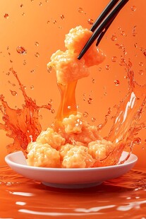 拉丝虾球诱人瞬间