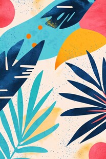 热带植物抽象水彩插画