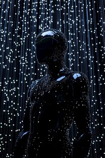 黑色人体轮廓与闪烁光点