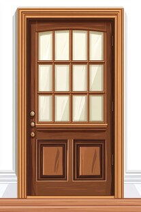 复古木质带窗入户门